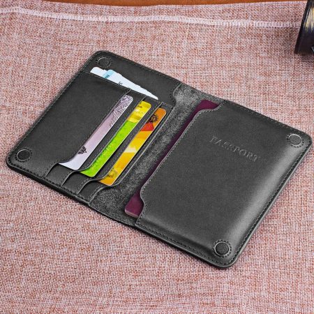 Goyal GL-9065 Black | Magnetic Closure Passport Travel Wallet – Crazy Cow Leather, RFID Protected - Image 3
